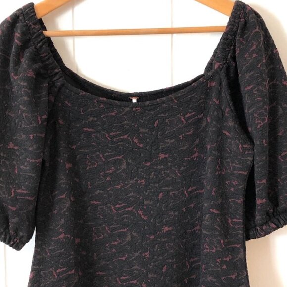 Free People Womens Dress Sunset Jacquard Mini with Puffed Sleeves - Picture 7 of 12